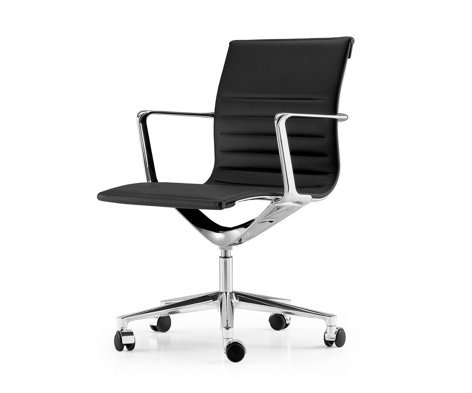 ICF Una Chair Management Chaise de bureau cuir aluminium chrome ICF Una Chair Management Chaise de bureau cuir aluminium chrome