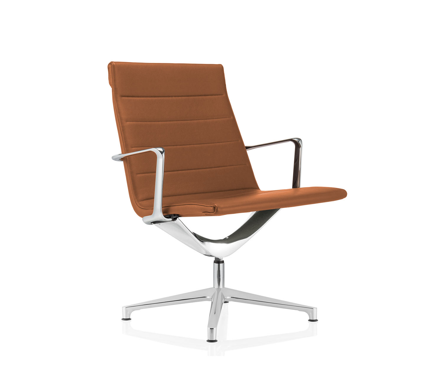 Moderne ICF Valea Lounge Chaise pivotante Aluminium Cuir Tobacco